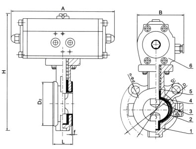 D671(半襯)、D671Fs(全襯)氣動(dòng)對(duì)夾襯氟塑料蝶閥